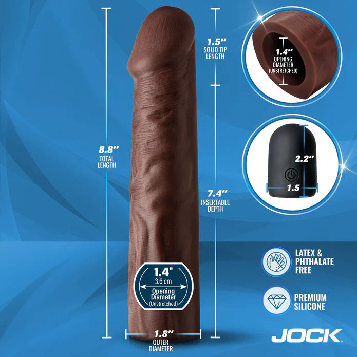 Jock Vibrating Penis Extension with Remote - Dark