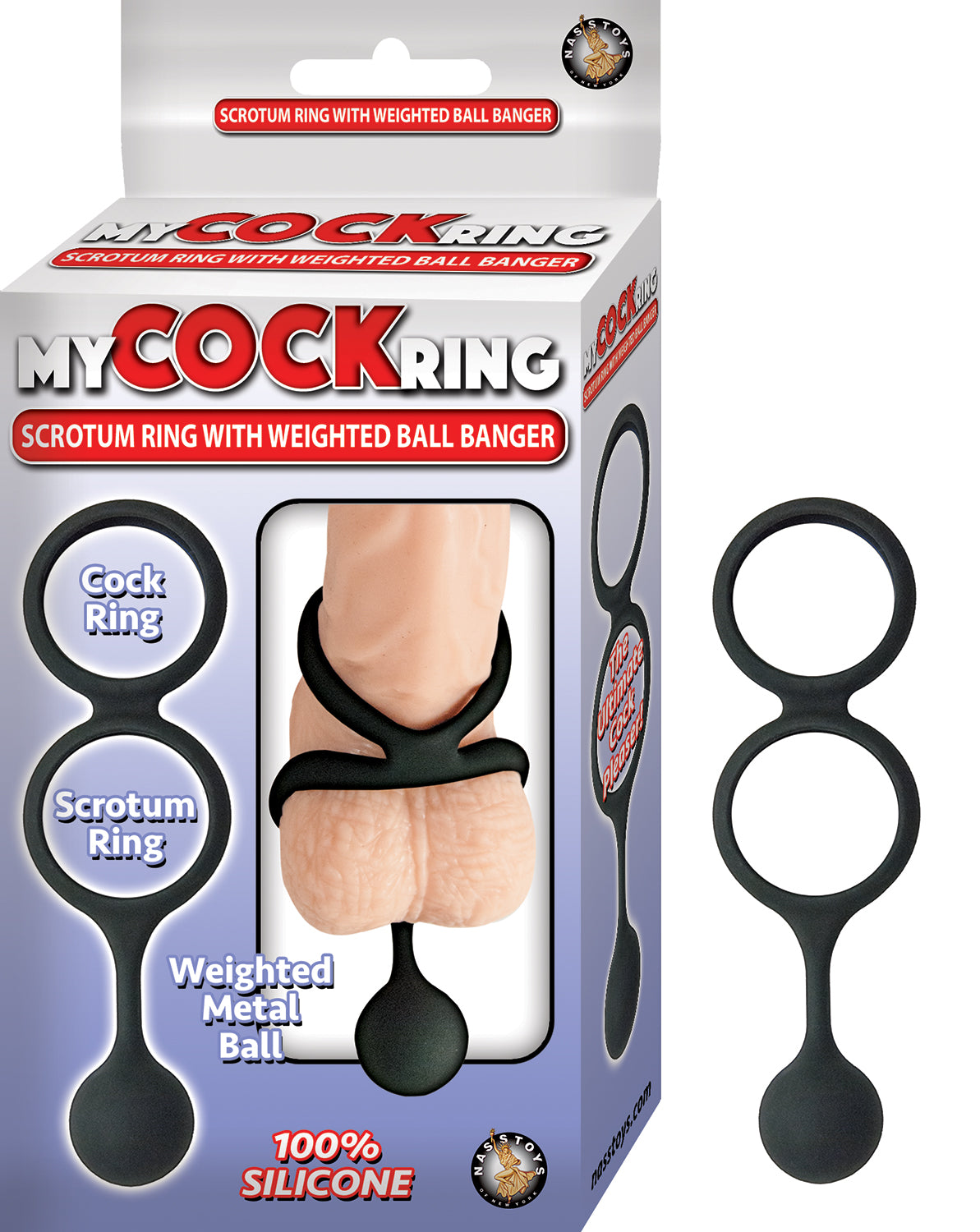 My Cock Ring Scrotum Ring With Weighted Ball Banger - Black