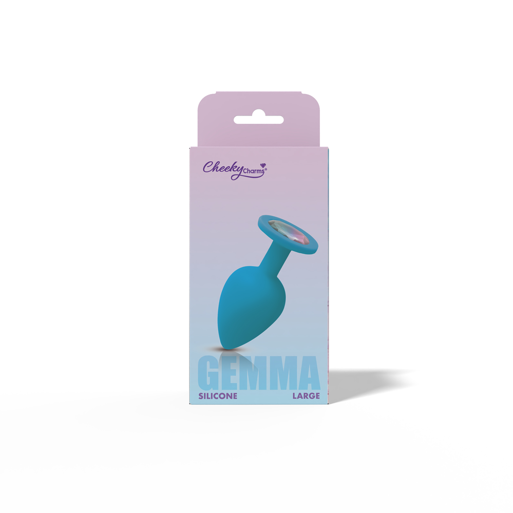 Gemma Clear Iridescent Gem Teal Silicone Plug - L