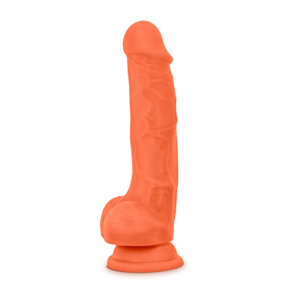 Neo Elite - 7.5 Inch Silicone Dual Density Cock With Balls - Neon Orange