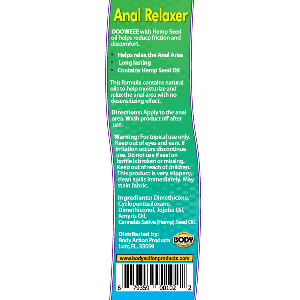 Oooweee Anal Relaxer Silicone Lubricant Hemp - Six Bottle - Display