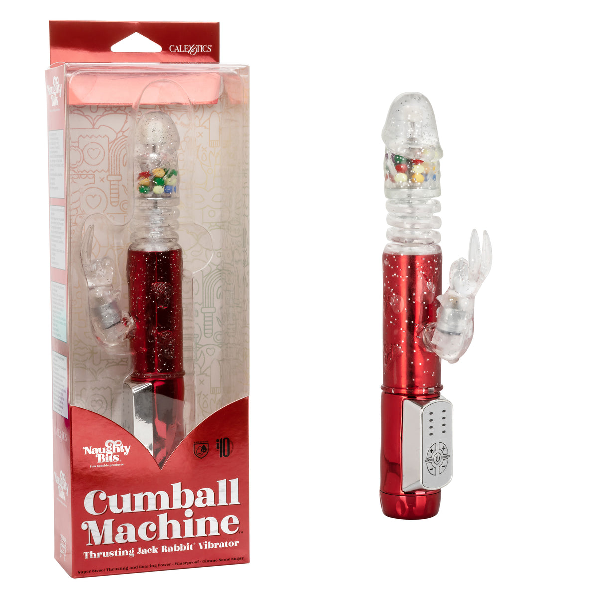 Naughty Bits Cumball Machine Thrusting Jack Rabbit Vibrator - Red