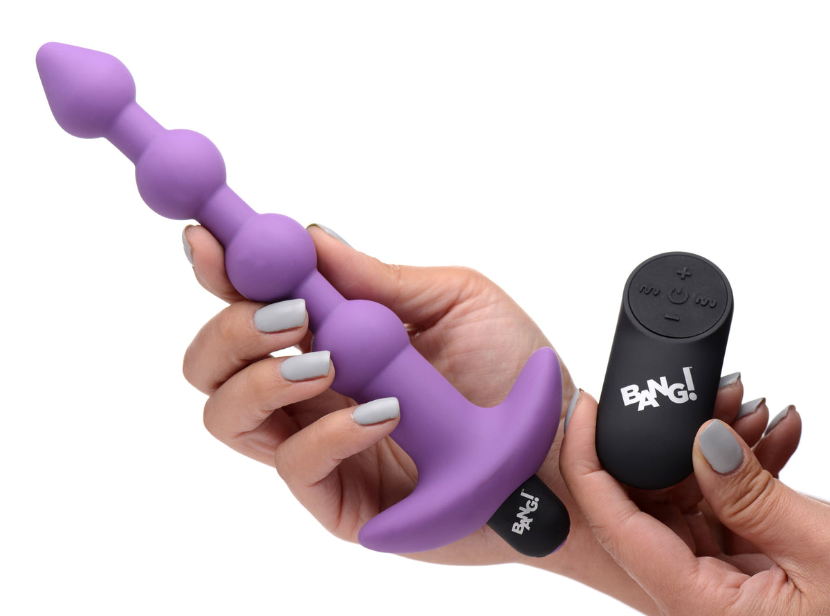 Bang - Vibrating Silicone Anal Beads and Remote Control - Purple