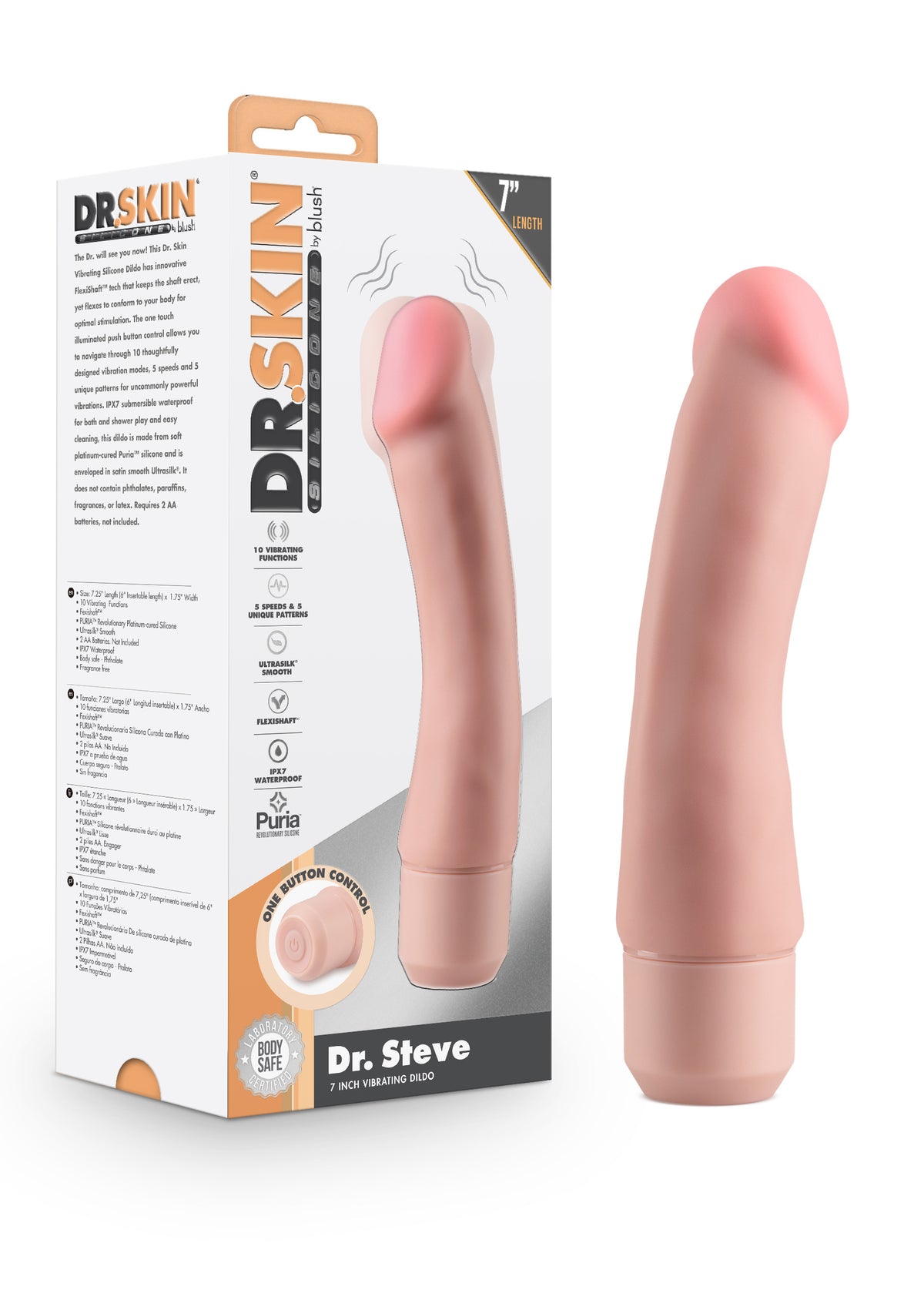 Dr. Skin Silicone Dr. Steve - 7 Inch Vibrating Dildo - Beige