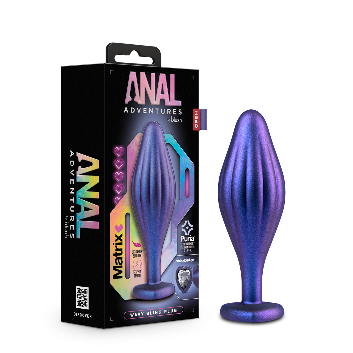 Anal Adventures Matrix - Wavy Bling Plug - Sapphire