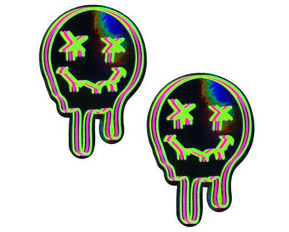 Super Uv Trippy Face Neon Nipple Cover Pasties