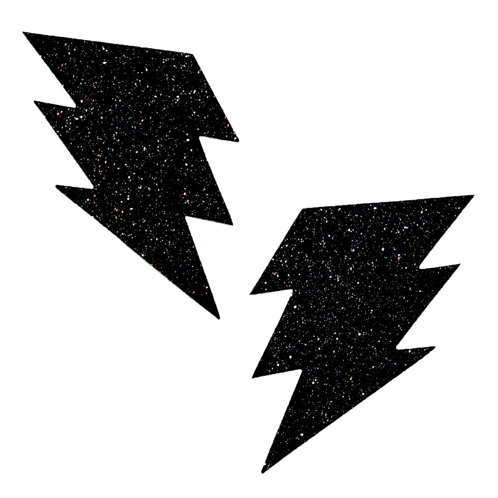 Black Malice Glitter Lightning Bolt Nipztix Pasties
