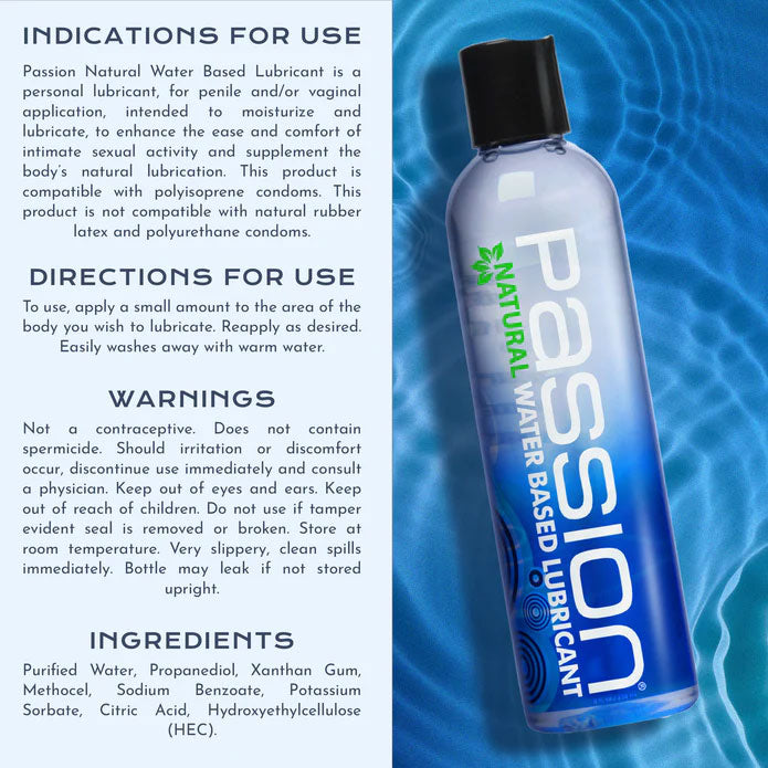 Passion Natural Water Based Lubricant 8 Oz