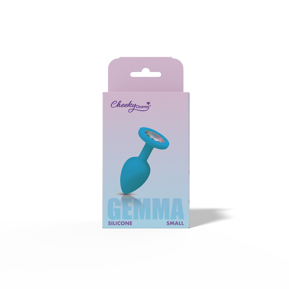 Gemma Clear Iridescent Gem Teal Silicone Plug - S