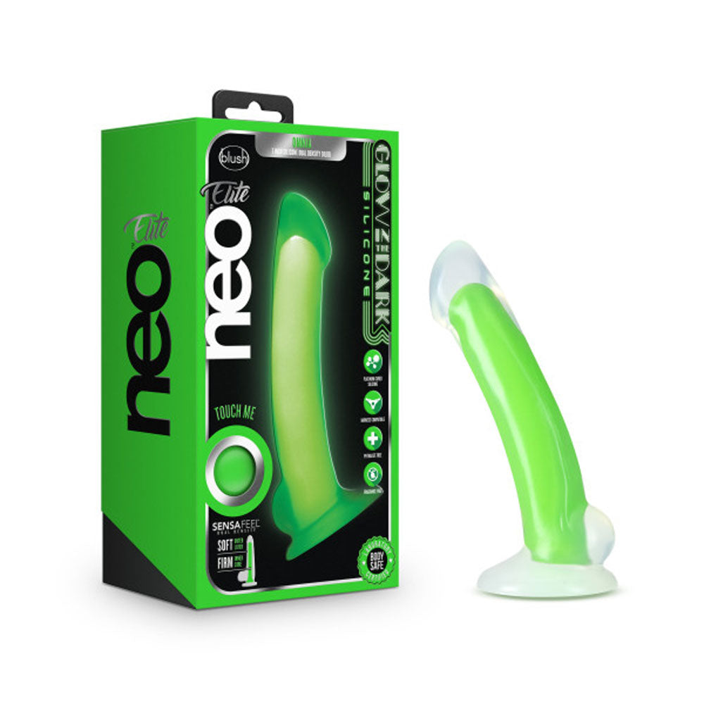 Neo Elite - Glow in the Dark - Omnia - 7 Inch Silicone Dual Density Dildo - Neon Green