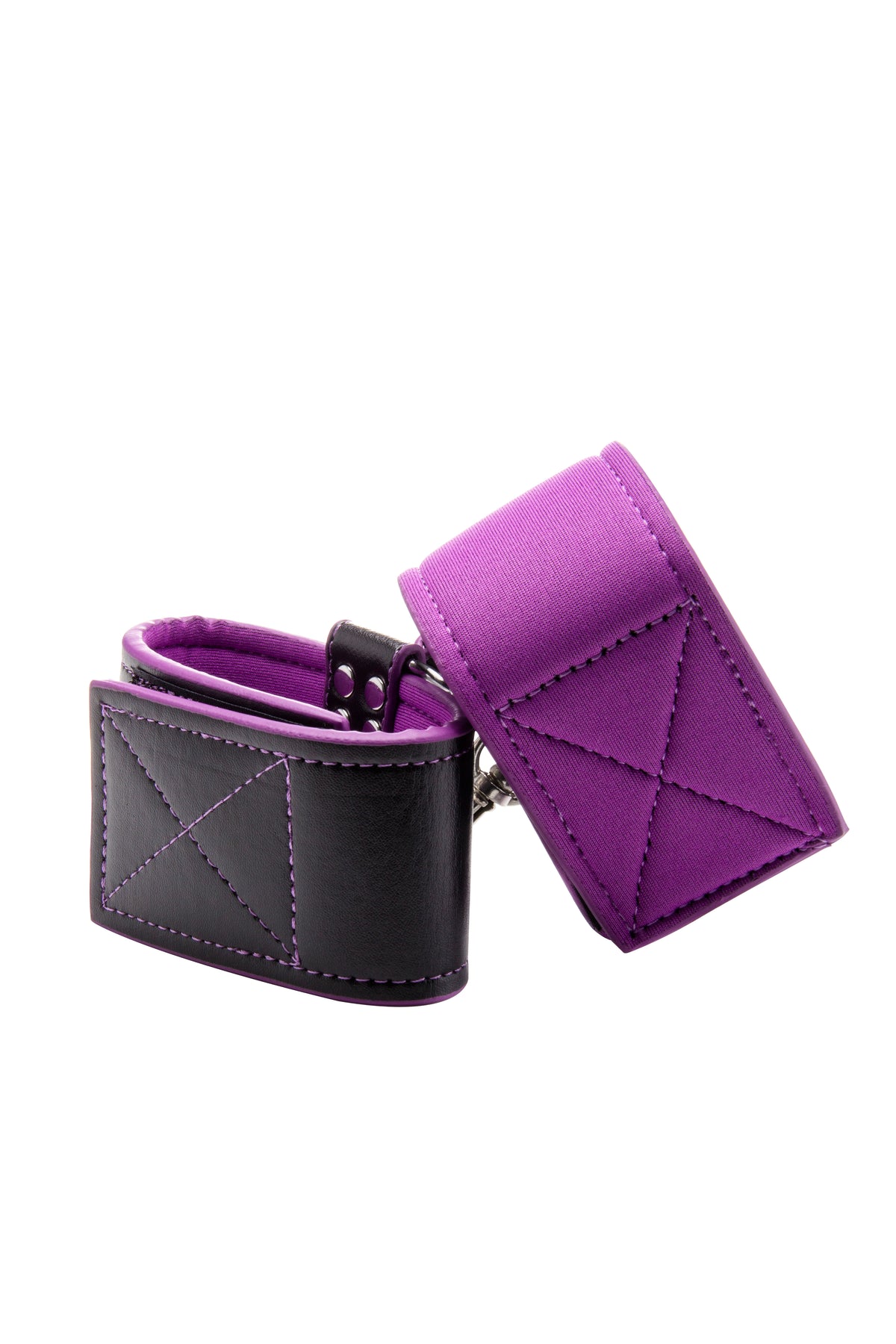 Reversible Ankle Cuffs Premium Bonded Leather and Neoprene - Purple