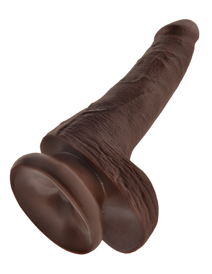 King Cock 6 Inch Cock With Balls - Brown