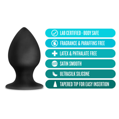 Anal Adventures - Platinum - Silicone Anal Stout  Plug - Medium - Black