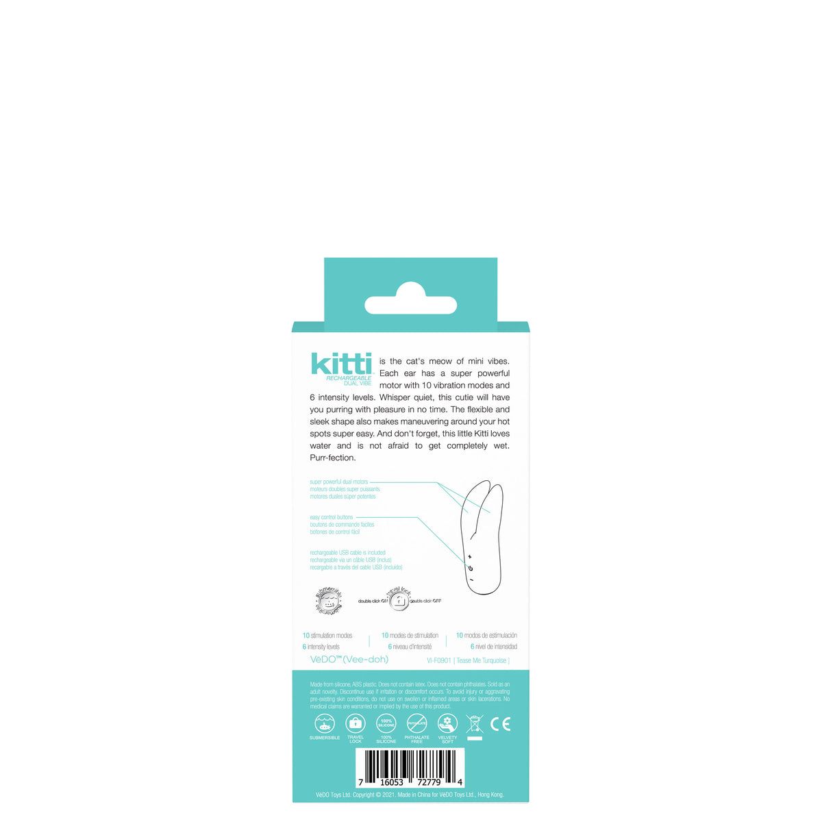 Kitti Rechargeable Dual Vibe - Tease Me Turquoise