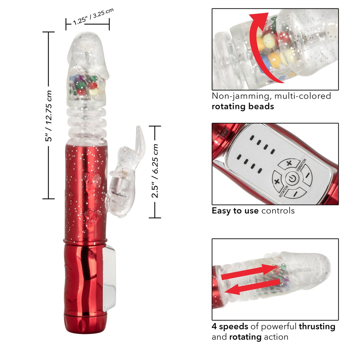 Naughty Bits Cumball Machine Thrusting Jack Rabbit Vibrator - Red