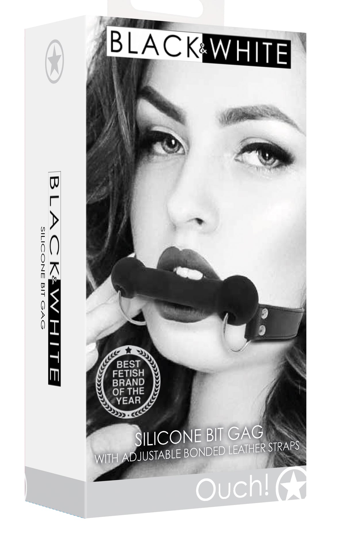 Silicone Bit Gag With Adjustable Bonded Leather  Straps - Black