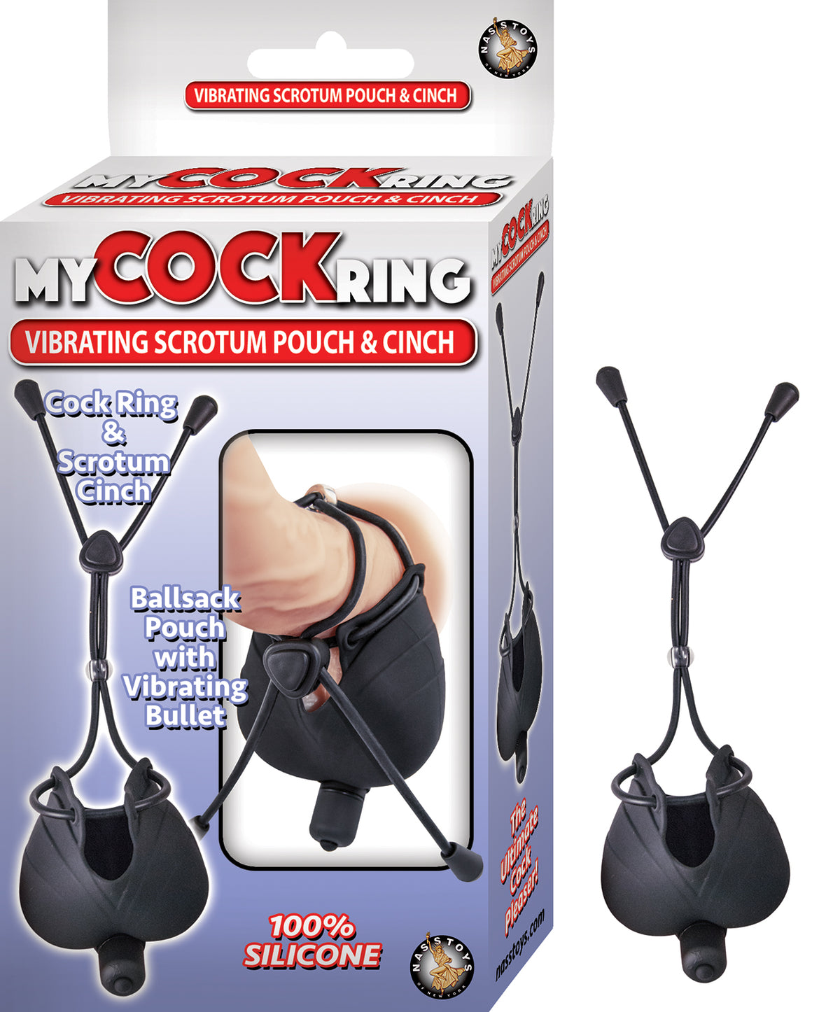 My Cock Ring Vibrating Scrotum Pouch & Cinch -  Black