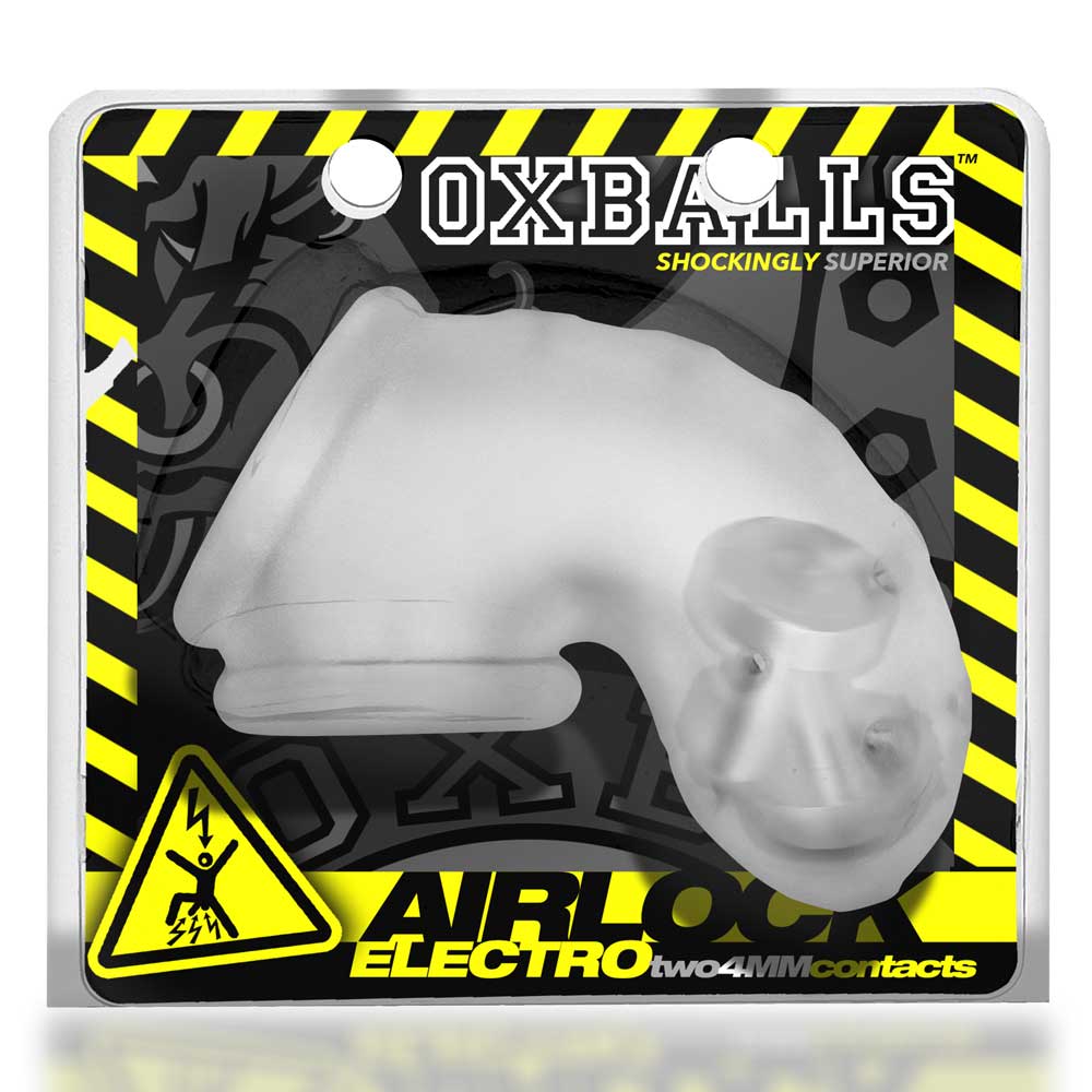 Airlock Electro Air-Lite Vented Chastity With Two 4mm Contacts - Clear Ice