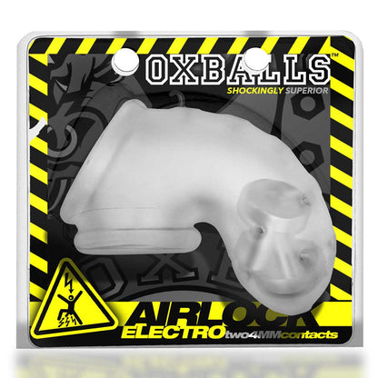 Airlock Electro Air-Lite Vented Chastity With Two 4mm Contacts - Clear Ice