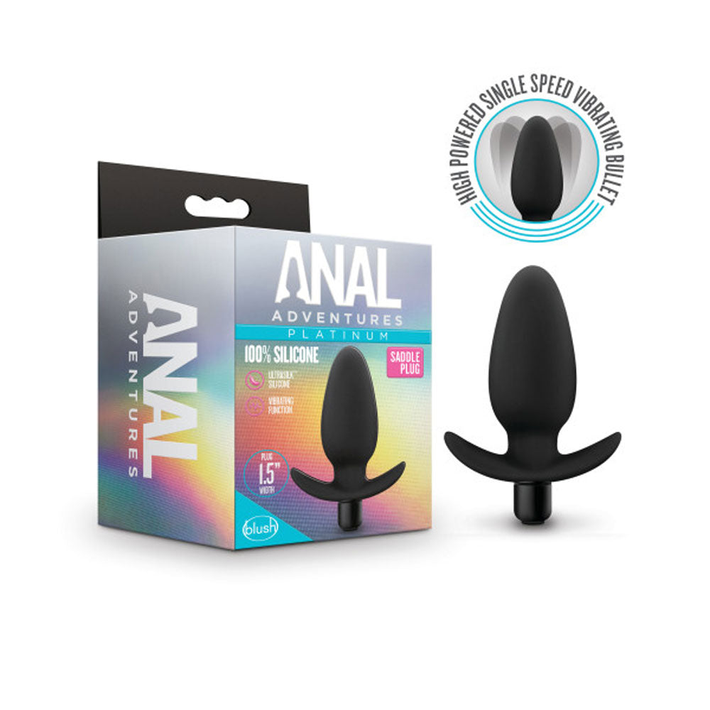 Anal Adventures- Platinum- Silicone Saddle  Plug- Black