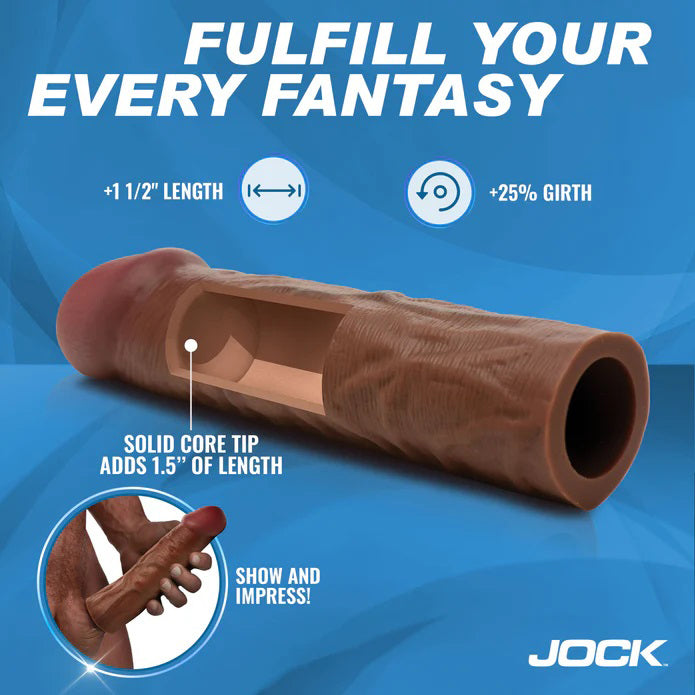 Jock 1.5" Silicone Penis Extension Sleeve - Dark