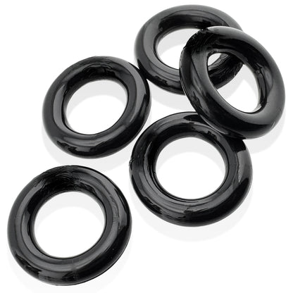 Jacker 5-Stack Five-Pack Tube Super-Strong Cockrings Black