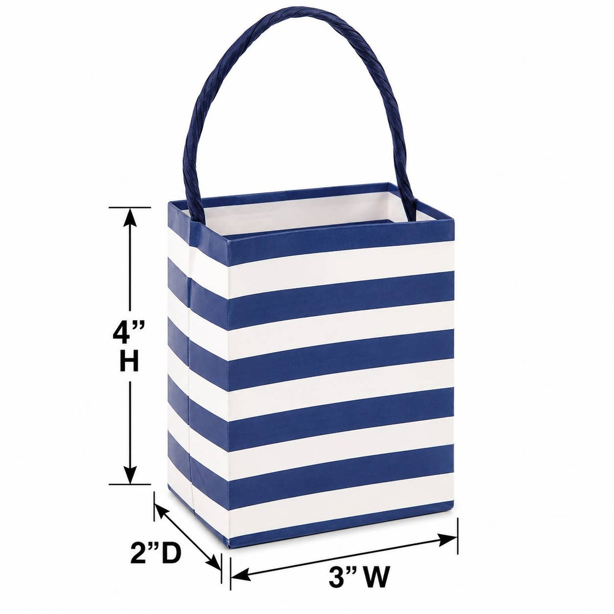 Mini Navy and White Gift Bags (6 per pack) : Navy Stripe