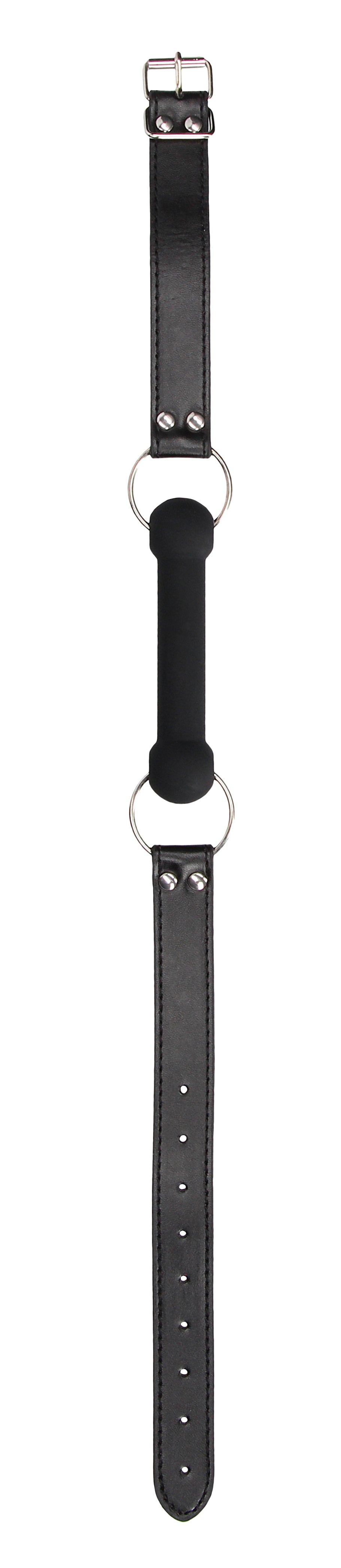 Silicone Bit Gag With Adjustable Bonded Leather  Straps - Black