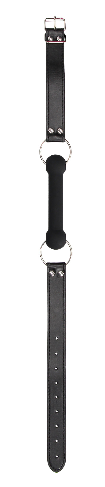 Silicone Bit Gag With Adjustable Bonded Leather  Straps - Black