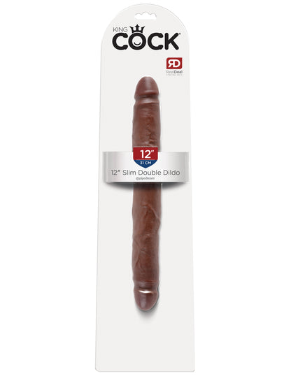 King Cock 12 Inch Slim Double Dildo - Brown