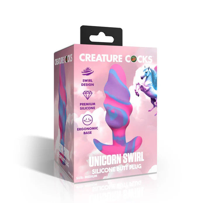 Unicorn Swirl Silicone Butt Plug - Medium