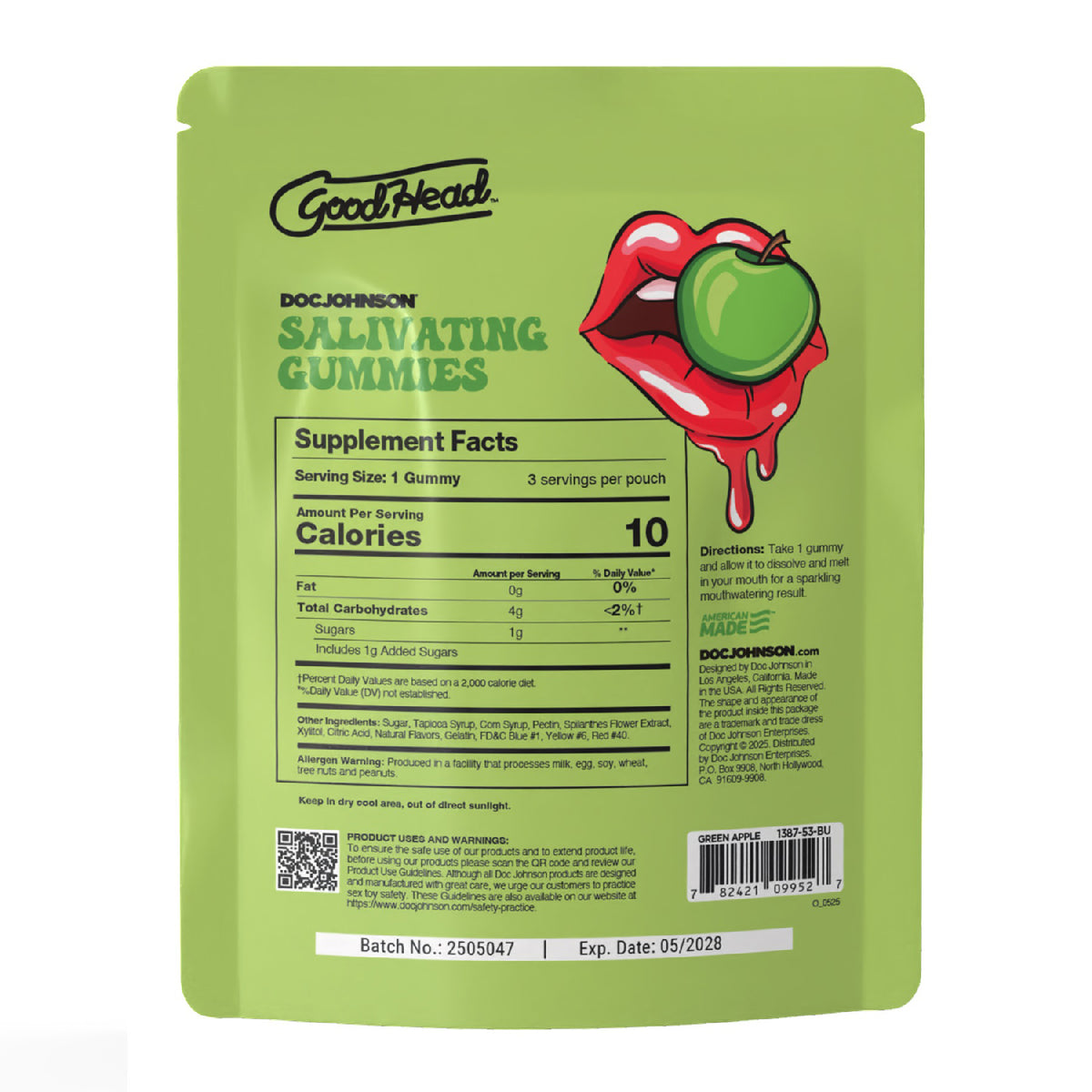 Goodhead - Salivating Gummies 24 Pk Display (3 Pcs Per Pouch) - Green Apple