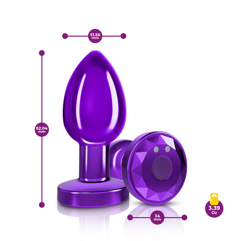 Vibrating Purple Metal Remote Plug - Medium