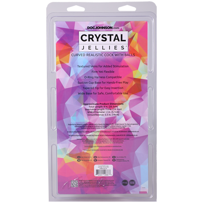 Crystal Jellies - Curved Realistic Cock With Balls - 8 Inch Pink