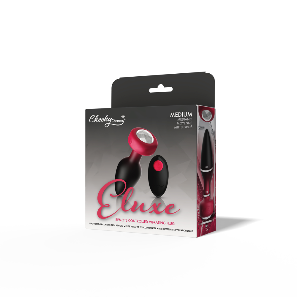 Eluxe Vibrating Clr Gem Rbyombre Plug Md With Remote