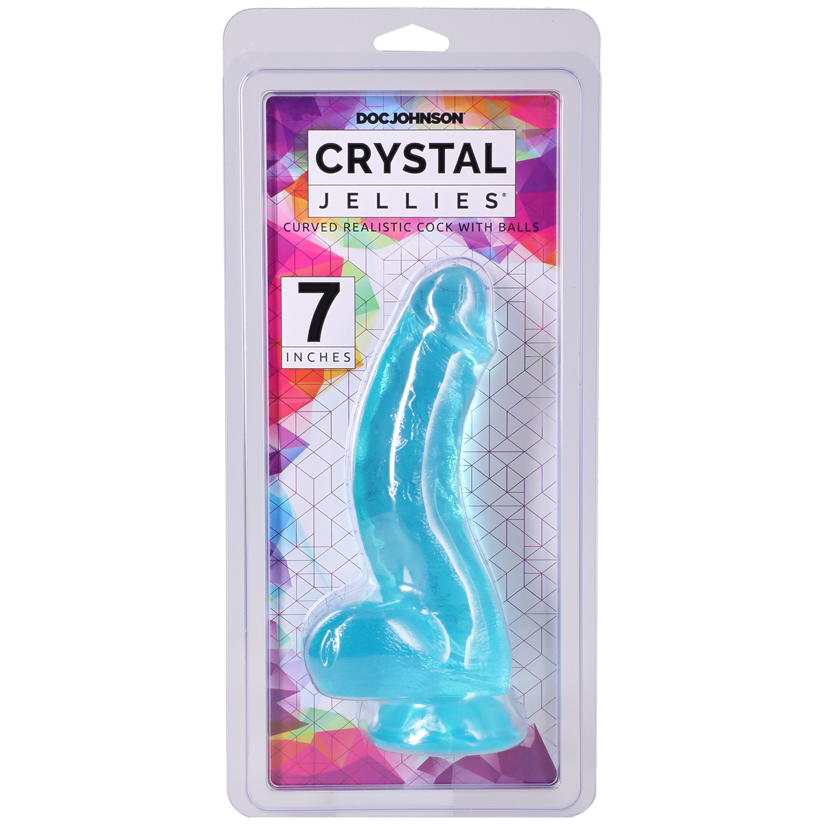 Crystal Jellies - Curved Realistic Cock With Balls - 7 Inch Teal