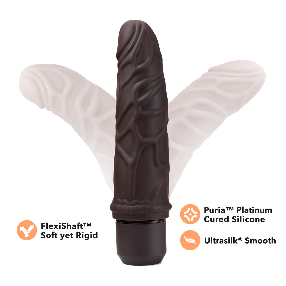 Dr. Skin Silicone - Dr. Robert - 7 Inch Vibrating Dildo - Brown
