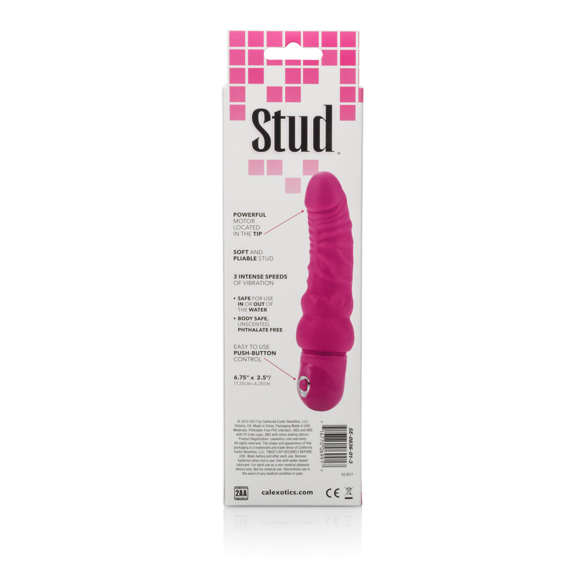 Waterproof Power Stud Curvy Dong - Pink
