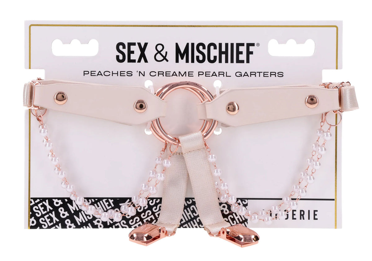 Peaches 'N Creame Pearl Garters - Peach