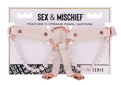 Peaches 'N Creame Pearl Garters - Peach