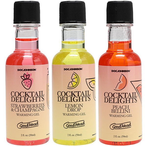 Goodhead Cocktail Delights Peach Bellini, Strawberries Champagne, and Lemon Drop 3 Pack 2 Oz.