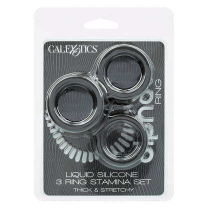 Alpha Liquid Silicone 3 Ring Stamina Set Black