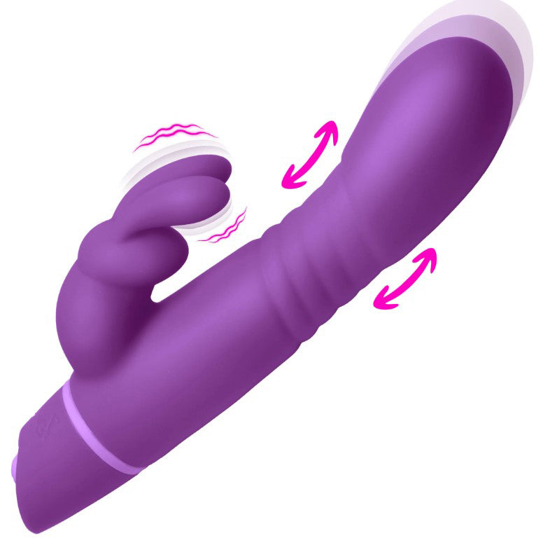 Thrusting Silicone Rabbit Vibrator - Purple