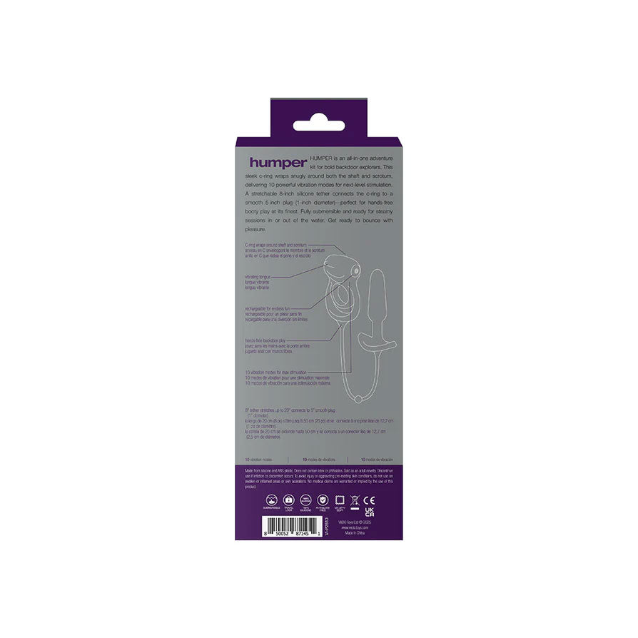 Humper Rechargeable Dual C-Ring With Anal Plug - Purple