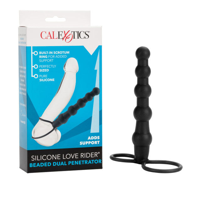 Silicone Love Rider Beaded Dual Penetrator - Black