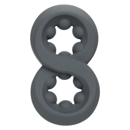 Alpha Liquid Silicone Beaded Crazy 8 Ring Grey
