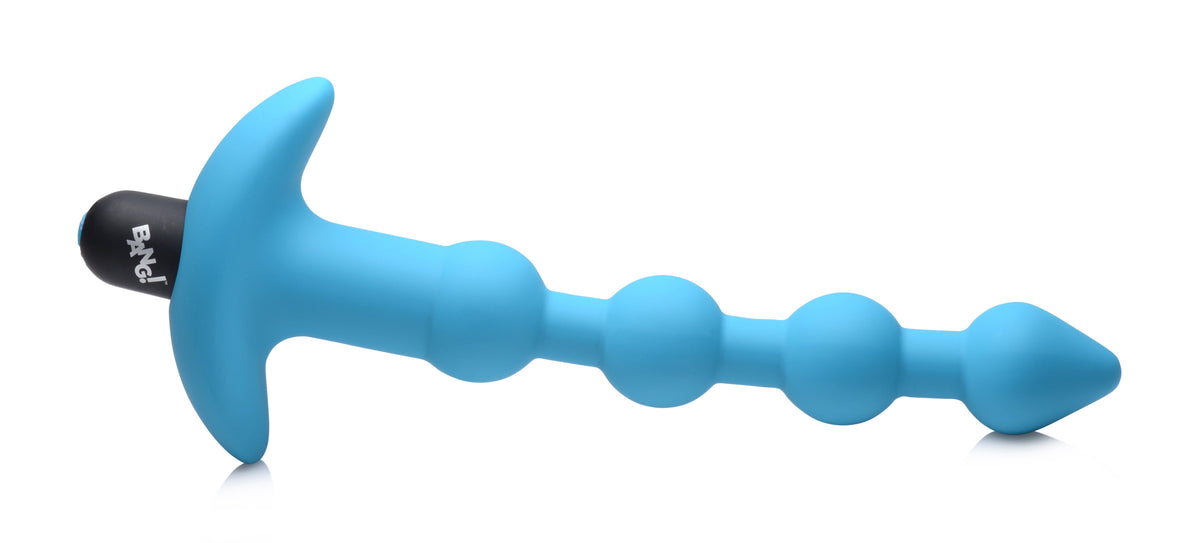 Bang - Vibrating Silicone Anal Beads and Remote  Control - Blue