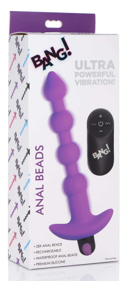 Bang - Vibrating Silicone Anal Beads and Remote Control - Purple