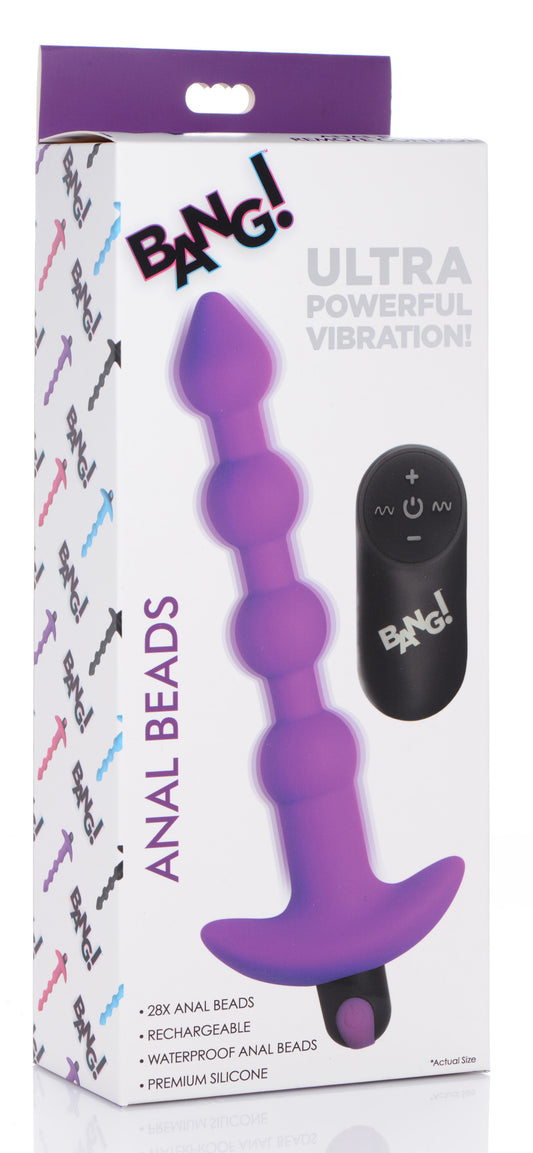 Bang - Vibrating Silicone Anal Beads and Remote Control - Purple