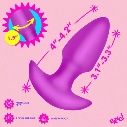 Thrusting and Vibrating Silicone Butt Plug - Purple